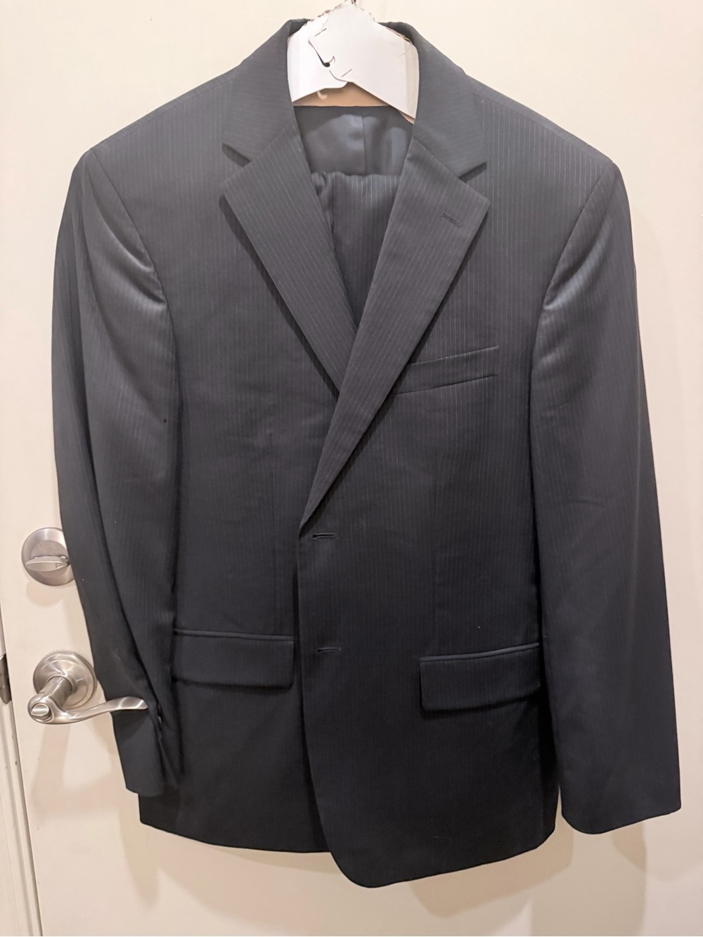 Geoffrey Beene Men's Black Pinstripe Suit Jacket